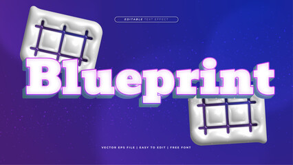 White purple violet and blue blueprint 3d editable text effect - font style