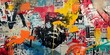 © STUDIO.no.3 - Abstract backdrop with collage of newspaper or magazine clippings, colorful grunge background with graffiti.