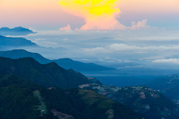 Poster - Beautiful mountain landscape at sunset