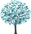 Blue and gray shades tree. Winter collection. Hand drawn vector illustration.