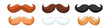 Gentleman mustache and hipster mask set. Trendy brown and black fun curly hair with curved shape in classic retro style for disguise and vector party