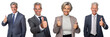 Set of successful business people is diverse in gender and age. Smiling happy on transparent background PNG