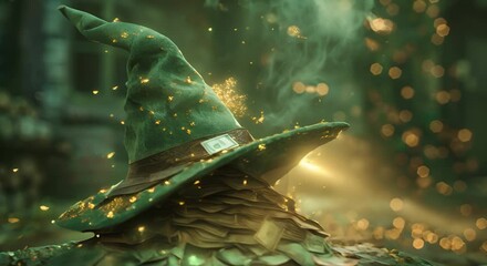 Wall Mural - A wizard hat that creates money out of thin air, symbolizing effortless wealth creation.