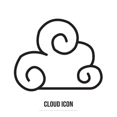 Wall Mural - Clouds line art icon. Storage solution element, databases, networking, software image, cloud and meteorology concept. Vector line art illustration isolated on white background in eps 10.