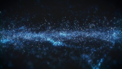 Wall Mural - This motion stock graphic shows the chaotic movement of blue particles in a single structure.