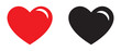 Heart vector icons. Set of red and black hearts. Set of love symbols. Vector illustration. Heart silhouette
