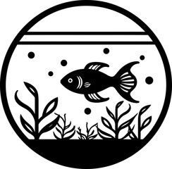 Wall Mural - Simple fishbowl isolated black icon