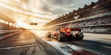 Sunset Race On Speeding Formula Car