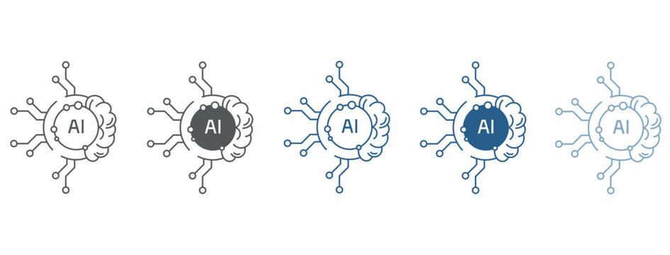 Artificial intelligence AI icon set. Vector illustration
