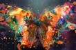 A conceptual artwork of a butterfly its wings a canvas for an explosion of abstract