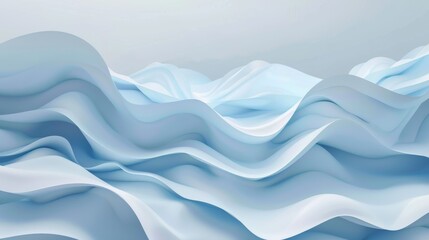 Wall Mural - Flowing abstract shape with various shades of blue creating an effect reminiscent of gentle waves or soft fabric