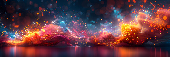 Wall Mural - this visually captivating image showcases a dynamic wave of sparkling particles and vibrant colors, 