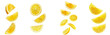 © PngXpress - Set of Falling lemon slice, isolated on white background full depth of field, clipping path