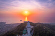 Statue big Buddha in Phuket on sunset sky, aerial top view. Concept travel Thailand landmark
