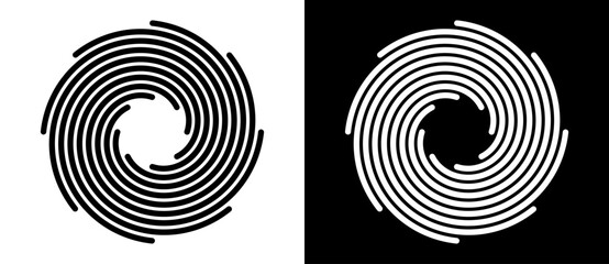 Poster - lines in circle abstract background. dynamic transition illusion. black shape on a white background 