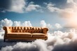 cozy sofa over fluffy clouds