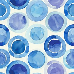 Wall Mural - Blue and white background featuring various overlapping circles in different shades and sizes