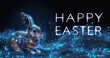 Polygonal rabbit illustration. Cute cyber Easter bunny. Futuristic digital Easter card