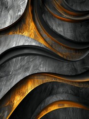 Poster - Intriguing black and gold abstract background featuring elegant curves and dynamic shapes