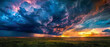 A dramatic thunderstorm rolling in over the plains, with the colors of the sky forming a splendid gradient of dark blues and grays, captured in high-definition to showcase its mesmerizing vibrancy.