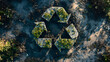 Umweltfreundlich, recyclebar logo, Natur im Hintergrund, Recycling Symbol, Klimawandel, abstrakte Kunst, unsere Zukunft