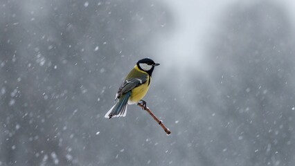 Poster - titmouse on a branch