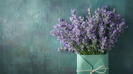 Wall Mural - Lavender Bouquet in Pastel Green Holder