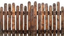 Brown Wooden Fence Isolated On White Background