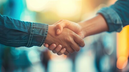 A close-up of a handshake between two business professionals, representing partnership and collaboration.