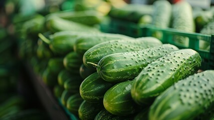 Wall Mural - Organic cucumber texture background ideal for fresh produce concepts and healthy eating designs