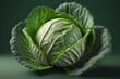 Cabbage on a green background, close up.