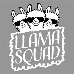 Wall Mural - Funny Llama Squad Sunglasses Alpaca Cute Matching Family