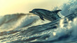 A sleek dolphin leaping gracefully out of the ocean waves