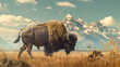 Bison grazing on the vast plains of North America