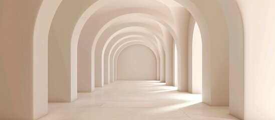 Sticker - Interior architectural background with empty arched passage.