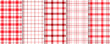Cloth seamless pattern. Vichy red white background. Set tartan checkered prints. Picnic plaid tablecloth. Buffalo table texture. Kitchen napkin backdrop. Gingham cloth textile. Vector illustration