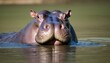 A Hippopotamus With Its Nostrils Poking Out Of The