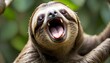 A Sloth With Its Mouth Open Yawning After A Nap