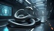 A Snake In A Futuristic Setting With Cybernetic E