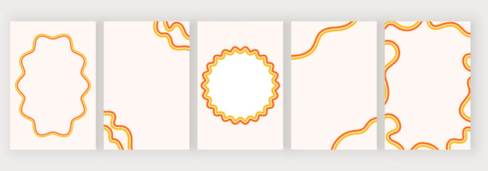 Colorful retro groovy backgrounds with wavy lines
