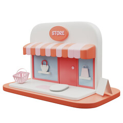 shop or store building icon  3d rendering