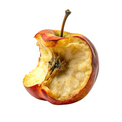 Half of rotten apple isolated on transparent background. Realistic vector illustration.