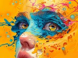 Fototapeta Kosmos - Creative sight. painted eyes with colorful brushes and vernice.