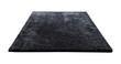 Modern, black rectangular carpet, front view. Rug on transparent background. Cut out home decor. Contemporary, loft style.