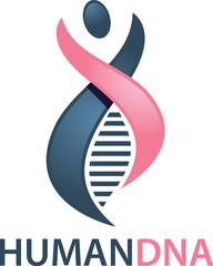 Wall Mural - Human DNA and genetic logo design. Emblem, Concept Design, Creative Symbol, Icon.
