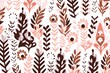 bright spring colors brown and white, pinknordic pattern white background