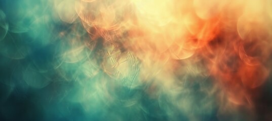 Wall Mural - Ethereal and delicate blend of mint green, peach orange, and white silver bokeh background