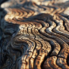 Poster - A close up of a tree trunk with wavy lines on it. Generative AI.