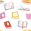 © Galina Pilina - Seamless pattern with multicolored books. Repeating print for school, library, bookstore.