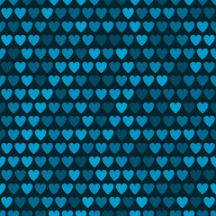 Canvas Print - Mosaic denim blue heart pattern. Decorative Vector texture for Valentines Day